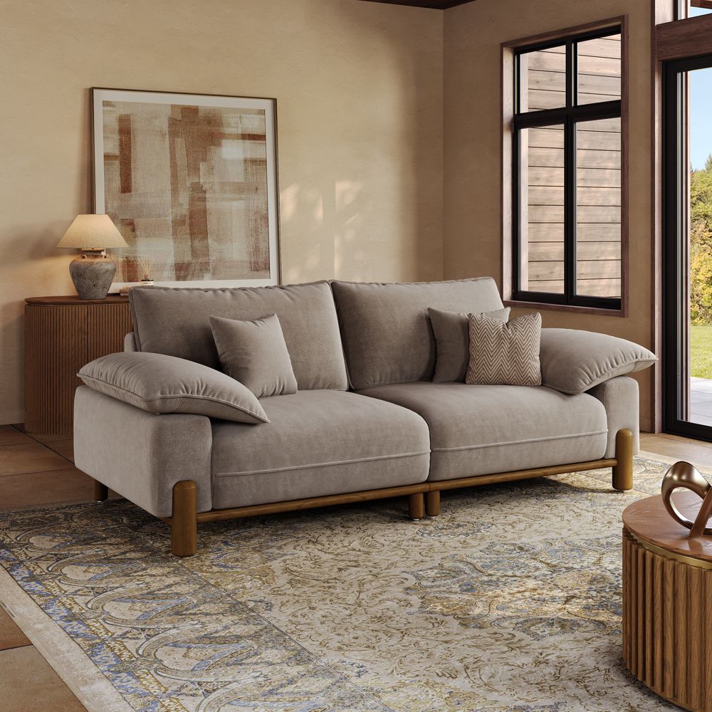 Khaki Pet-Friendly Fabric Modular Sofas