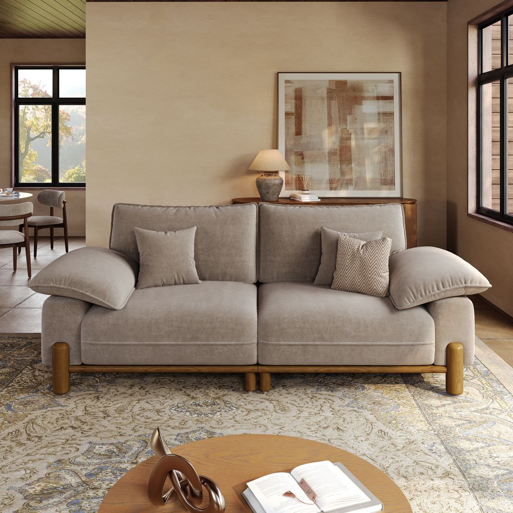Khaki Pet-Friendly Fabric Modular Sofas