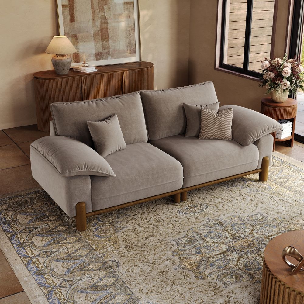 Khaki Pet-Friendly Fabric Modular Sofas