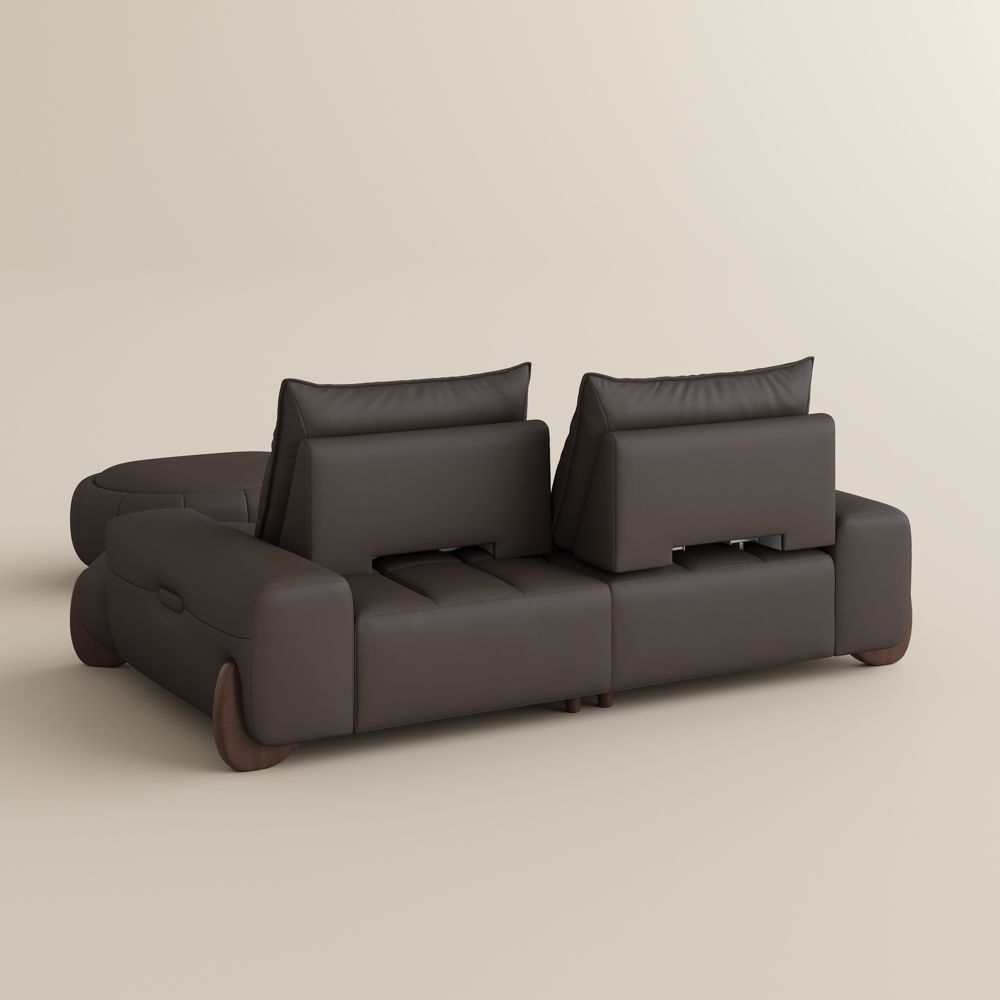 Living Room Dark Brown Leather Modular Sofas