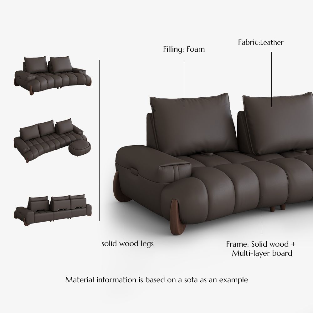Living Room Dark Brown Leather Modular Sofas