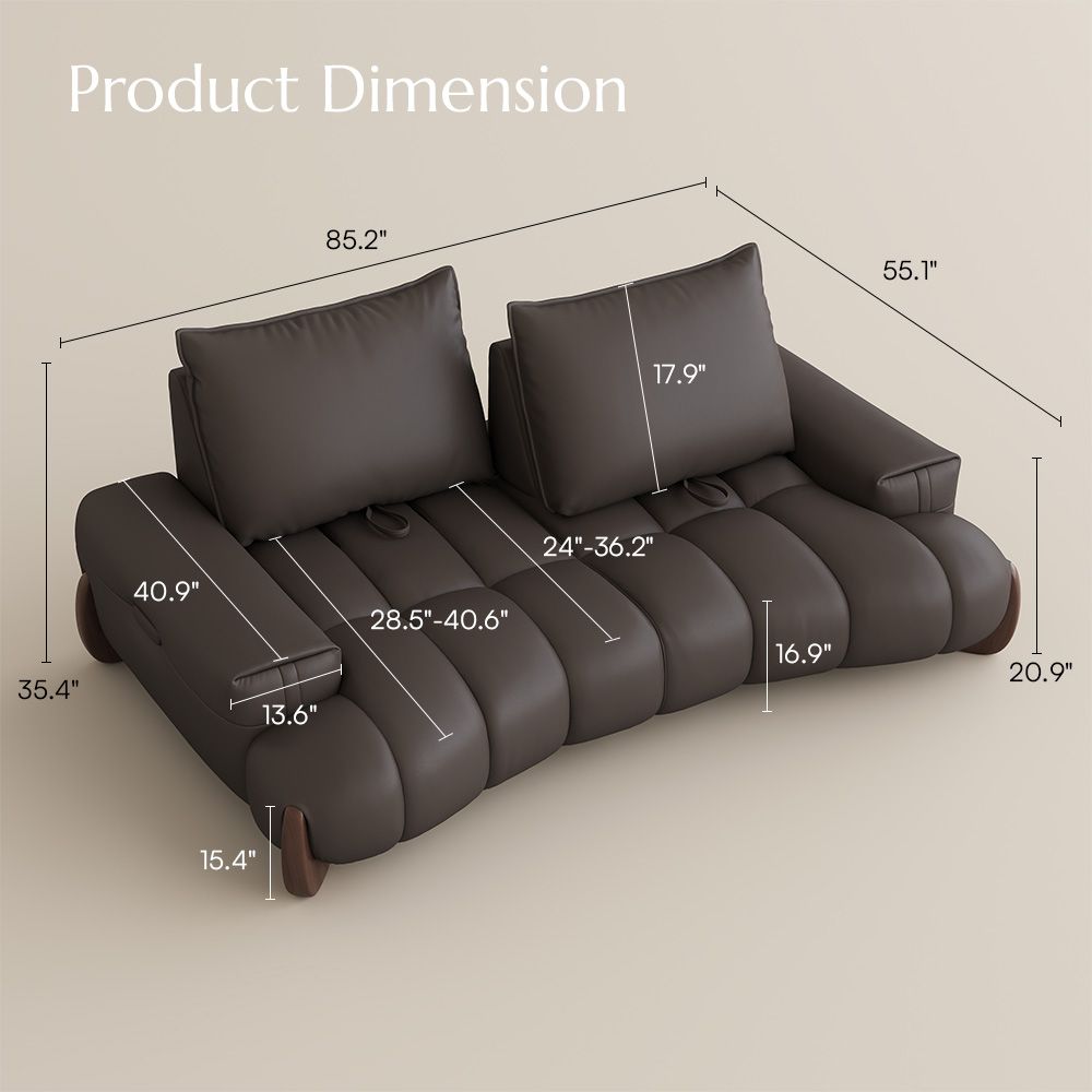 Living Room Dark Brown Leather Modular Sofas