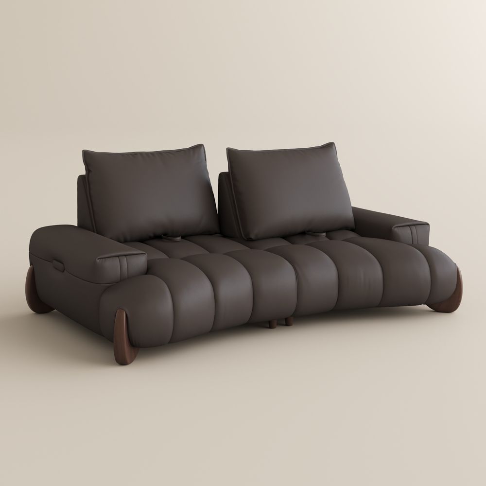 Living Room Dark Brown Leather Modular Sofas