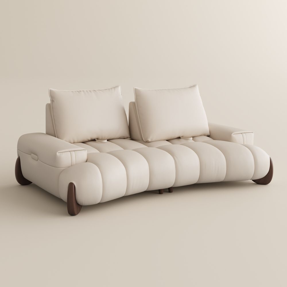 Living Room Beige Leather Modular Sofas