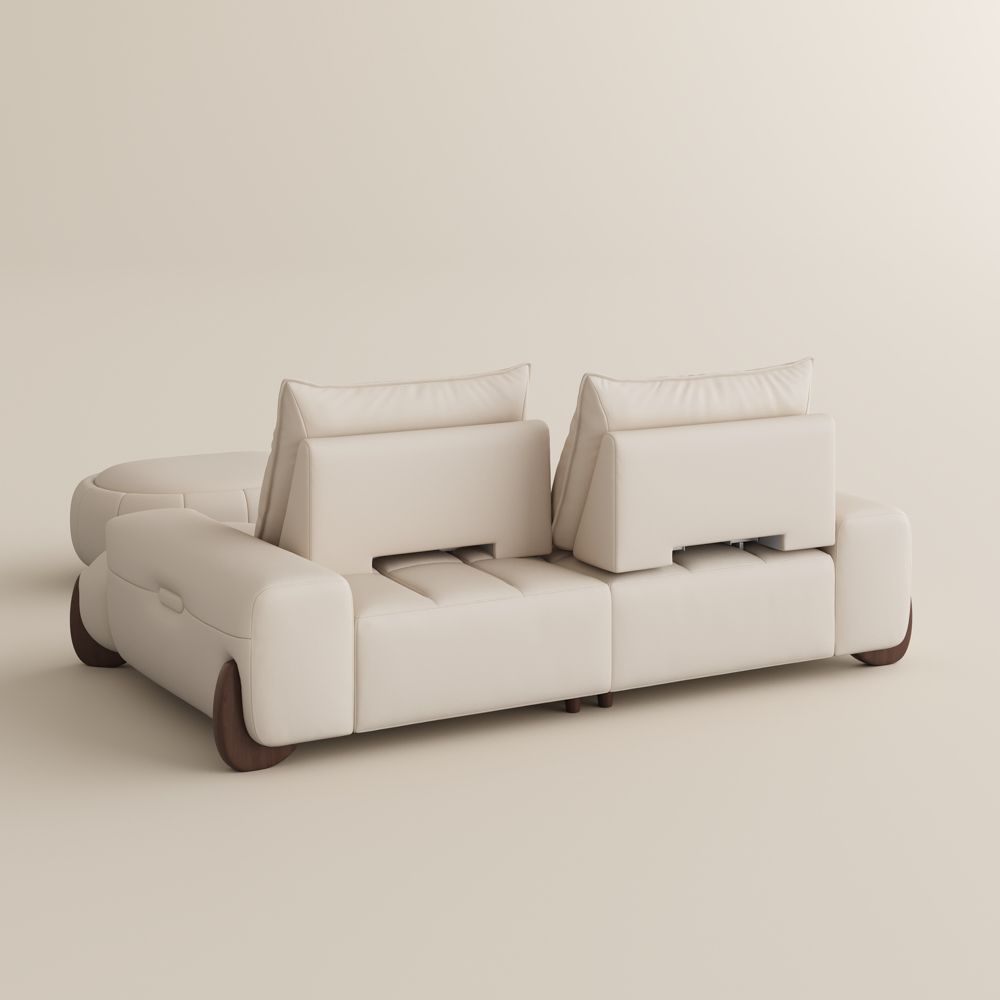 Beige Beige Leather Modular Sofas