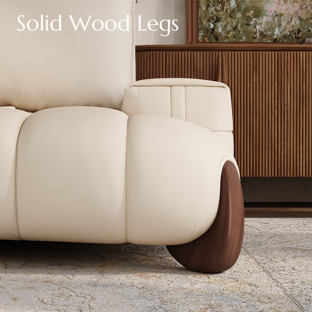Living Room Beige Leather Modular Sofas