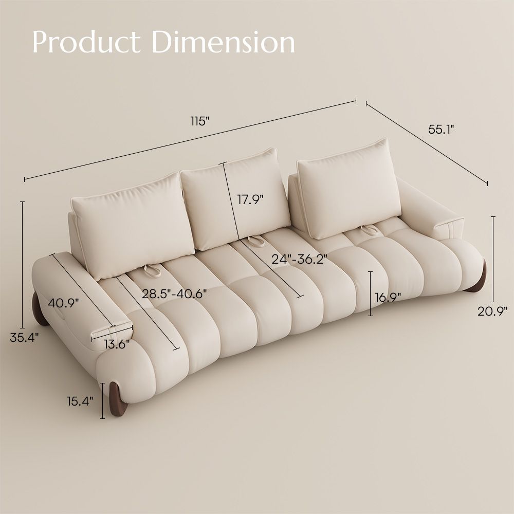 Living Room Beige Leather Modular Sofas