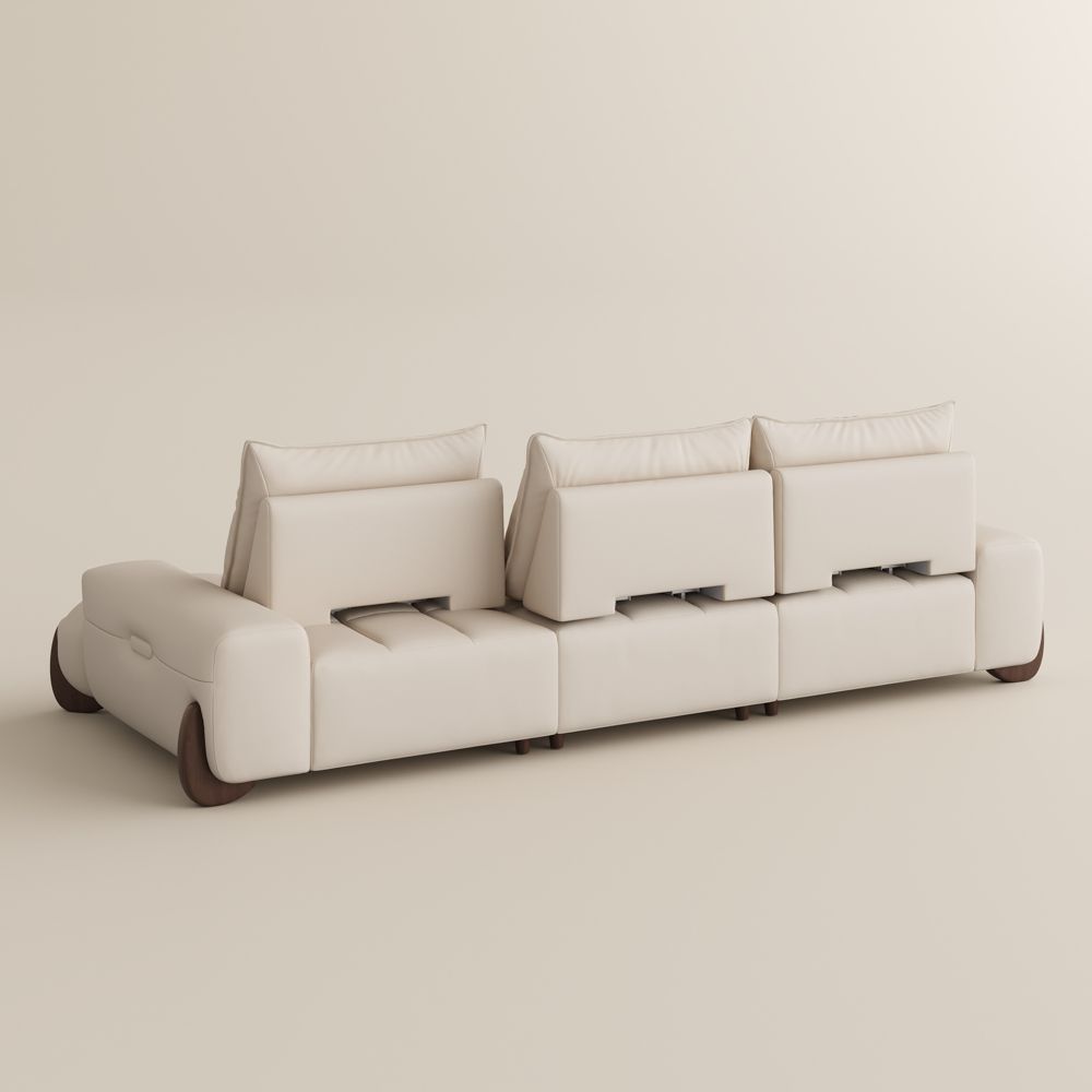 Living Room Beige Leather Modular Sofas