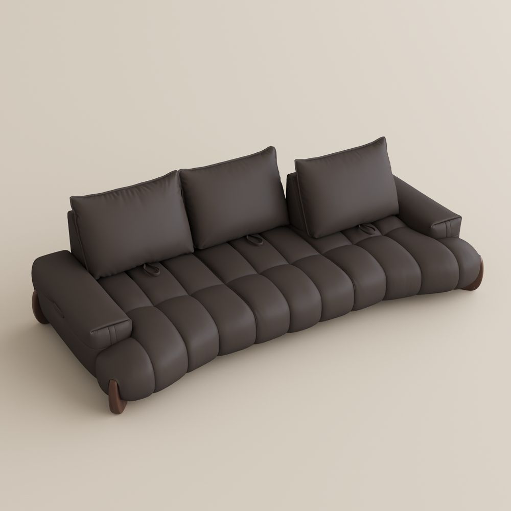 Living Room Dark Brown Leather Modular Sofas