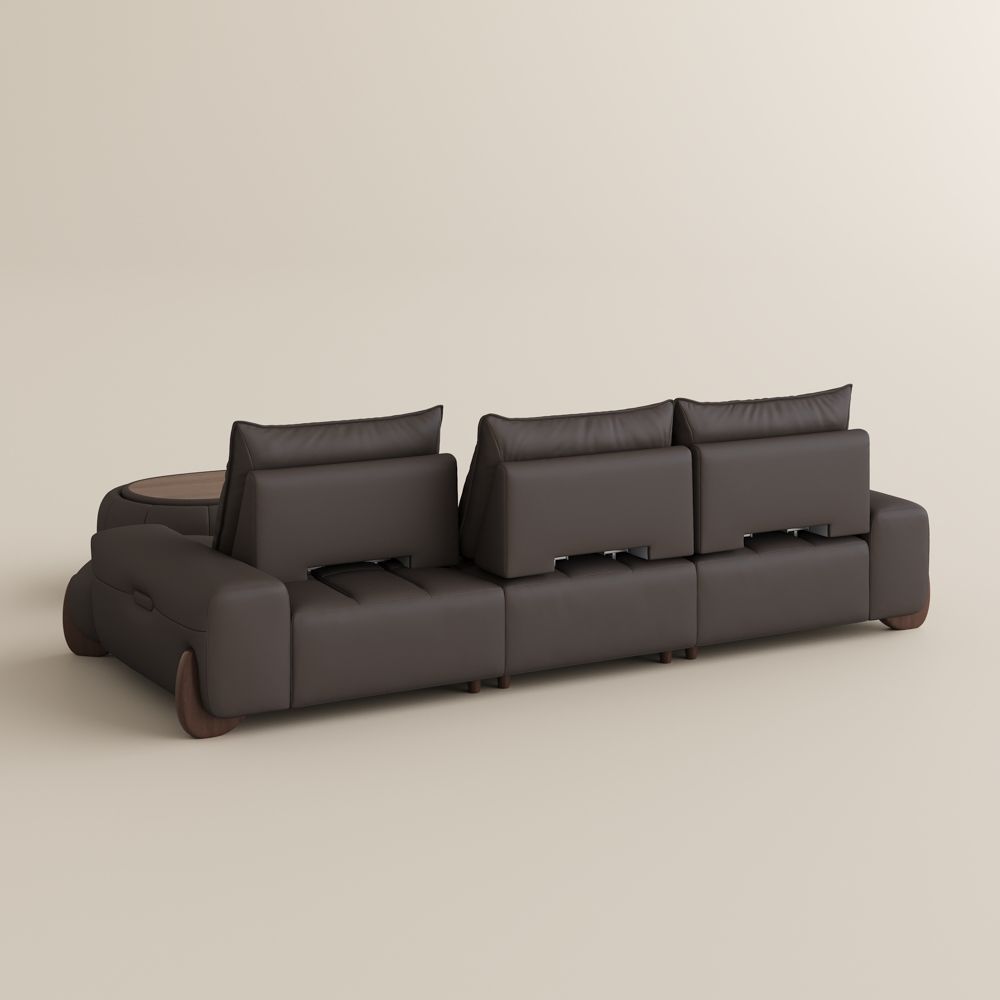 Living Room Dark Brown Leather Modular Sofas