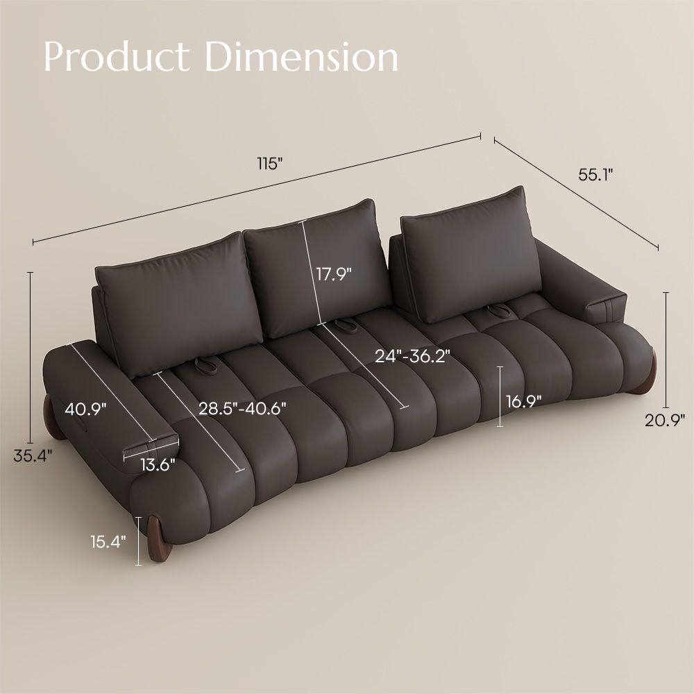 Living Room Dark Brown Leather Modular Sofas