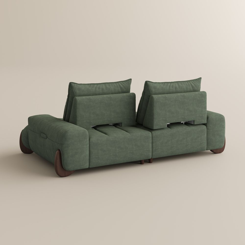 Wide Armrest Green Pet-Friendly Fabric Modular Sofas