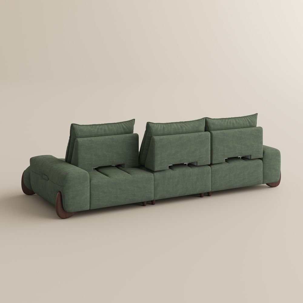 Mid Century Green Pet-Friendly Fabric Modular Sofas