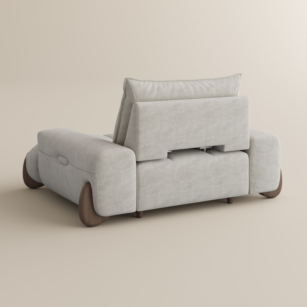 Wide Armrest Beige Pet-Friendly Fabric Modular Sofas