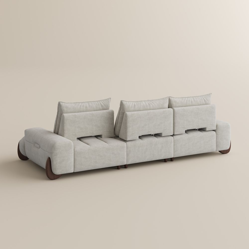 Solid Wood Beige Pet-Friendly Fabric Modular Sofas