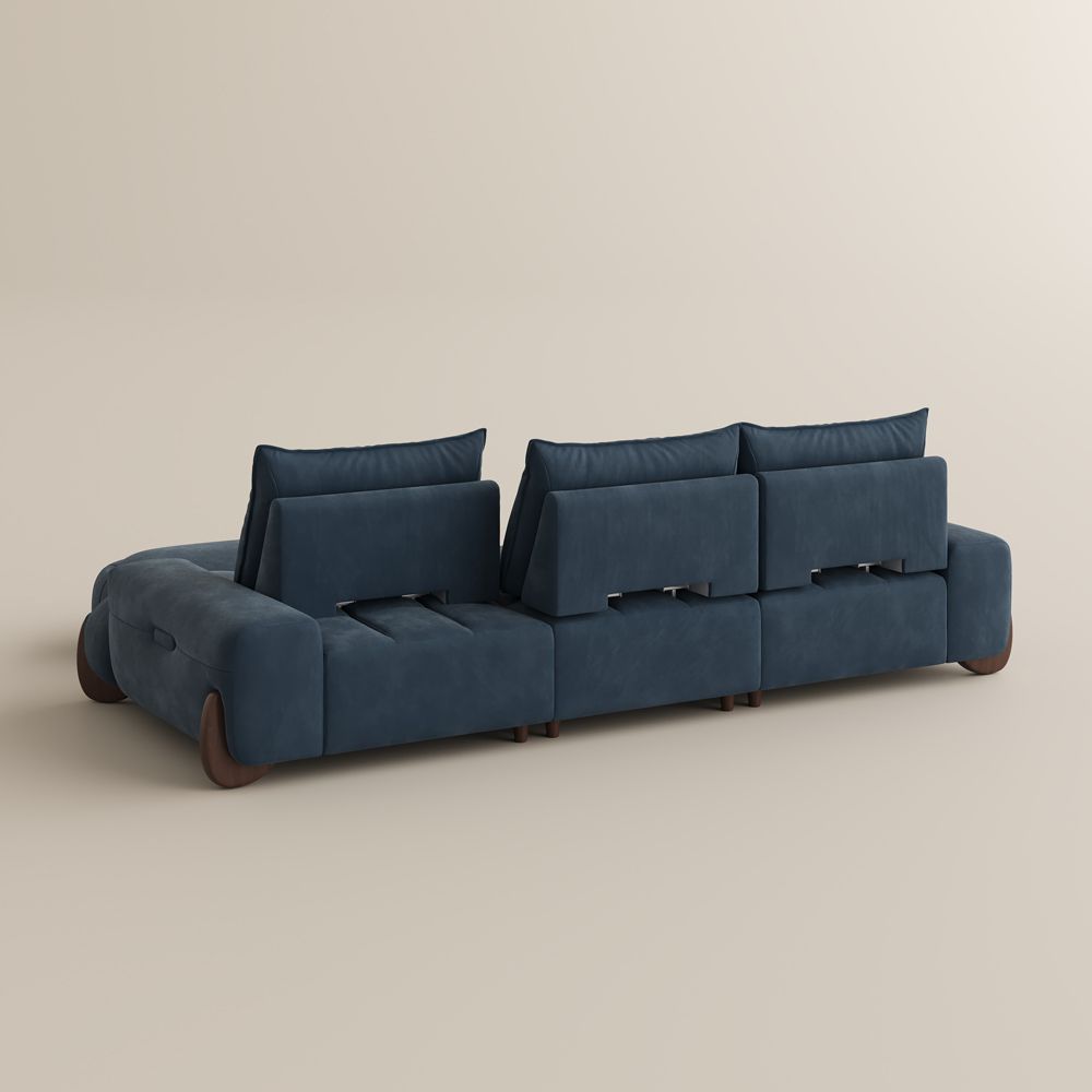 Mid Century Blue Velvet Modular Sofas