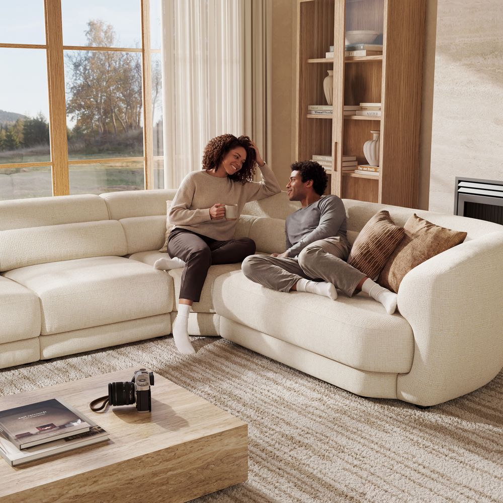 Beige Chenille Modular Sofas