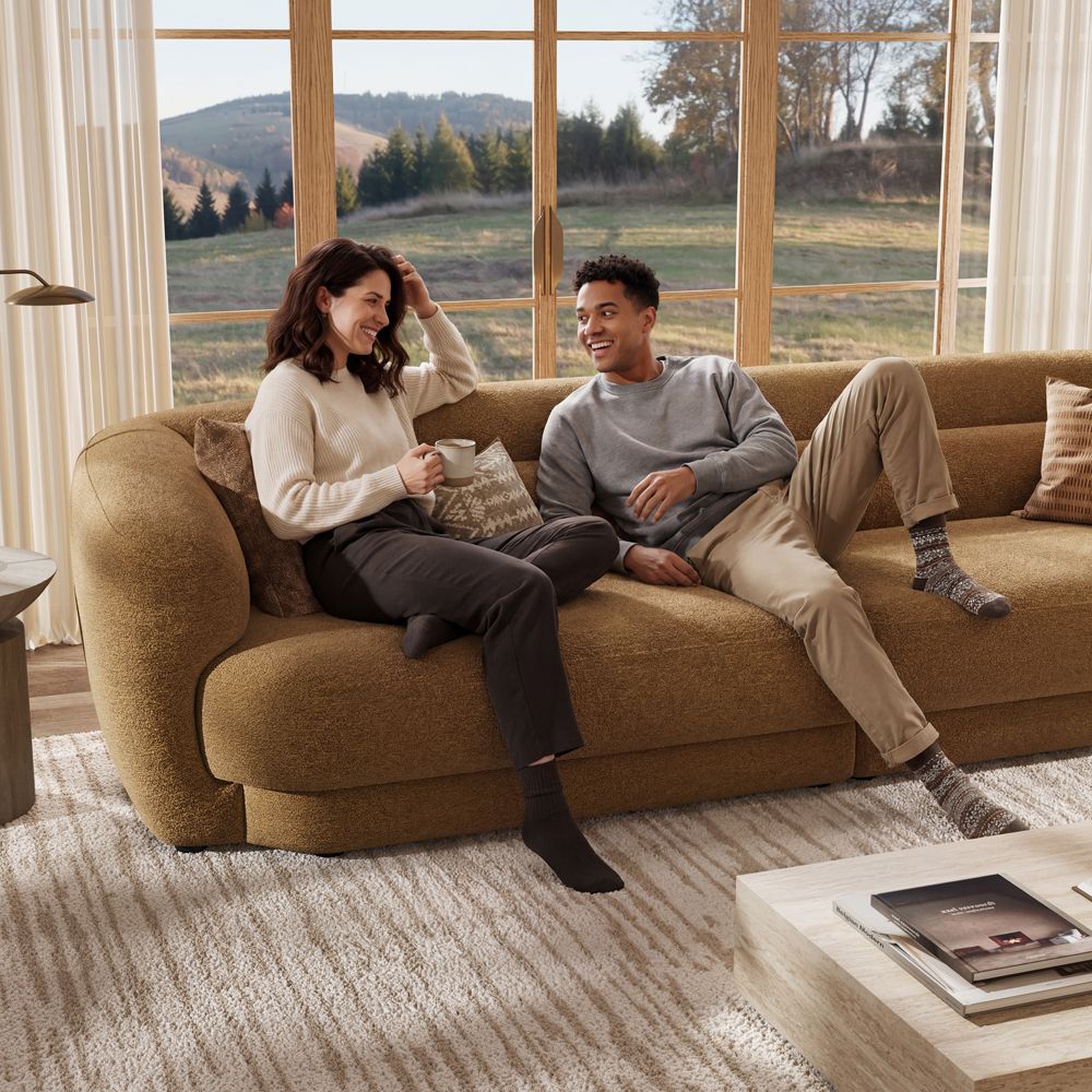 Brown Bouclé Modular Sofas