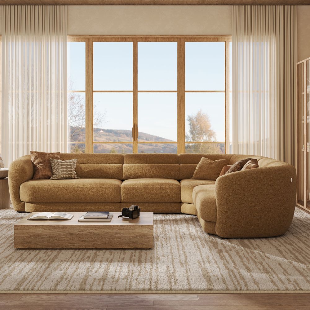 Brown Bouclé Modular Sofas