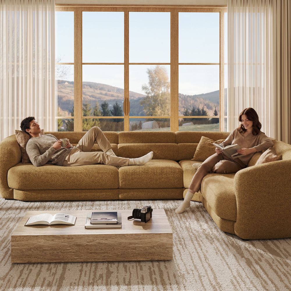 Brown Bouclé Modular Sofas