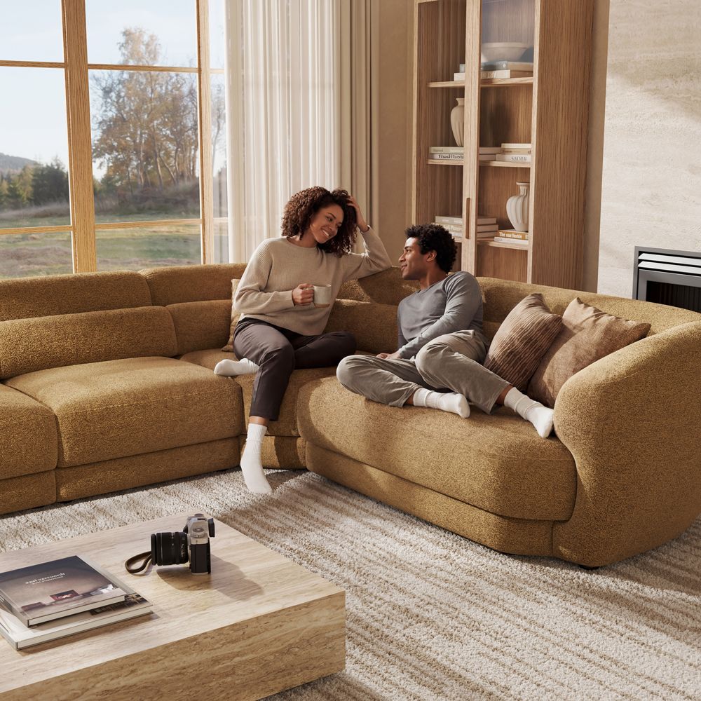 Brown Bouclé Modular Sofas