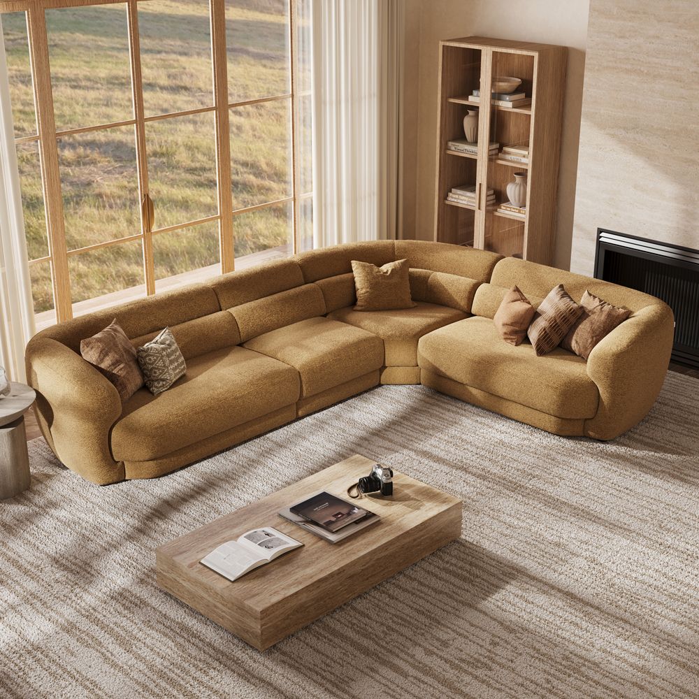 Brown Bouclé Modular Sofas