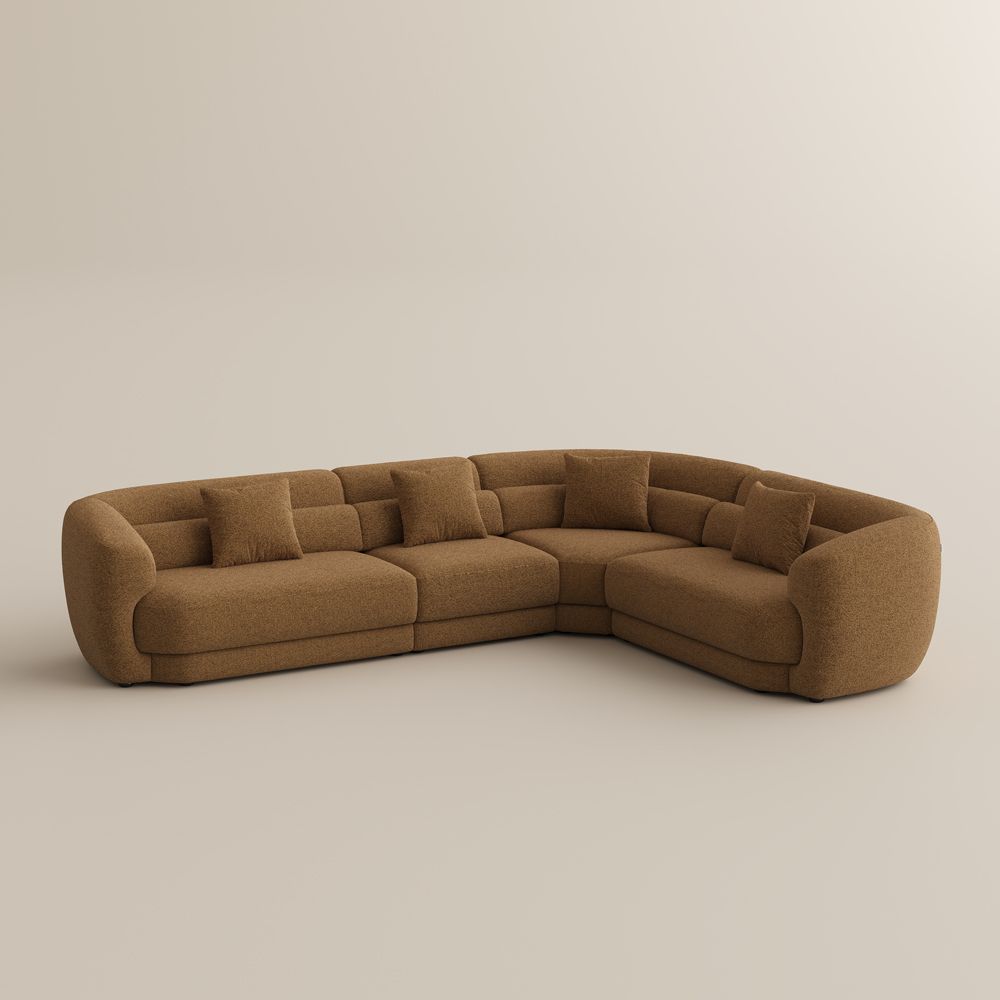 Brown Bouclé Modular Sofas