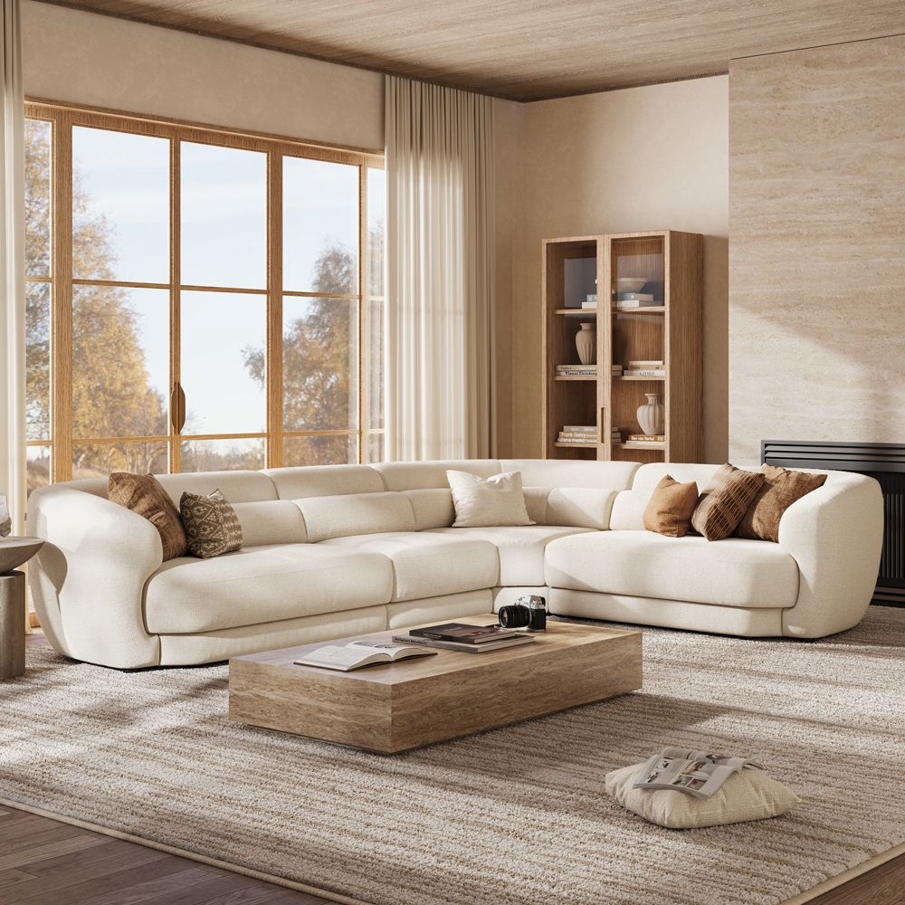 Beige Chenille Modular Sofas