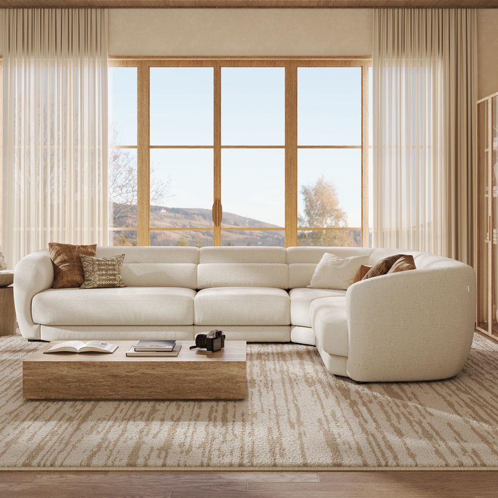 Beige Chenille Modular Sofas