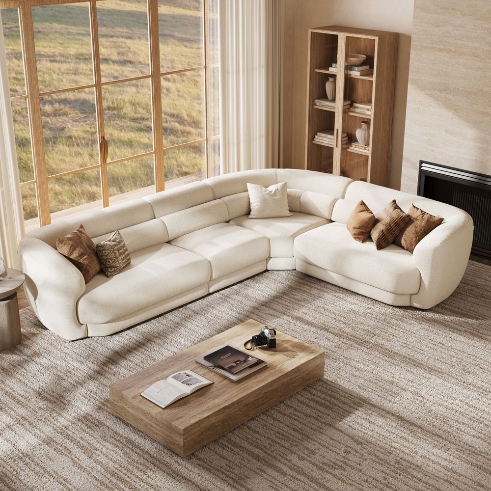 Beige Chenille Modular Sofas