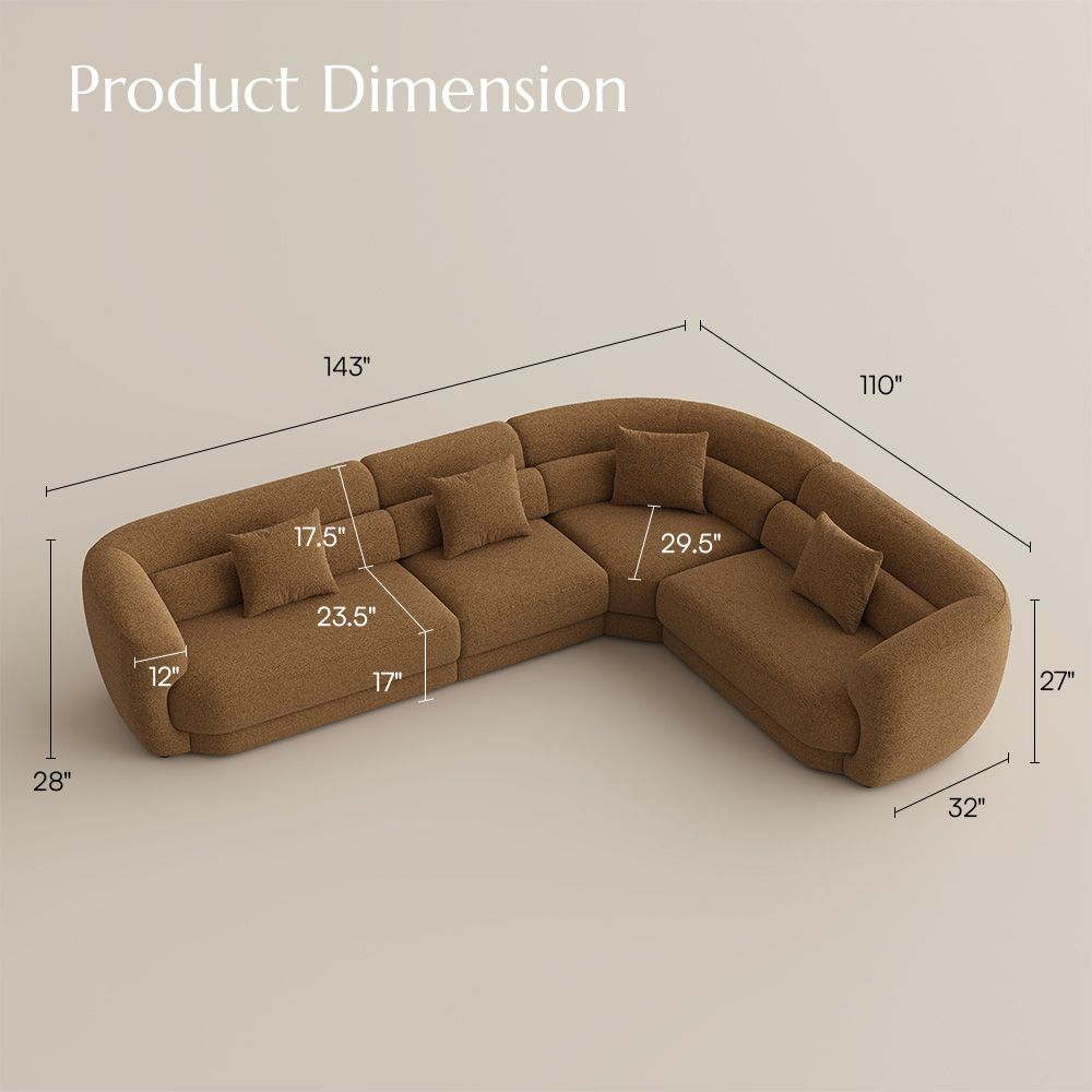 Brown Bouclé Modular Sofas