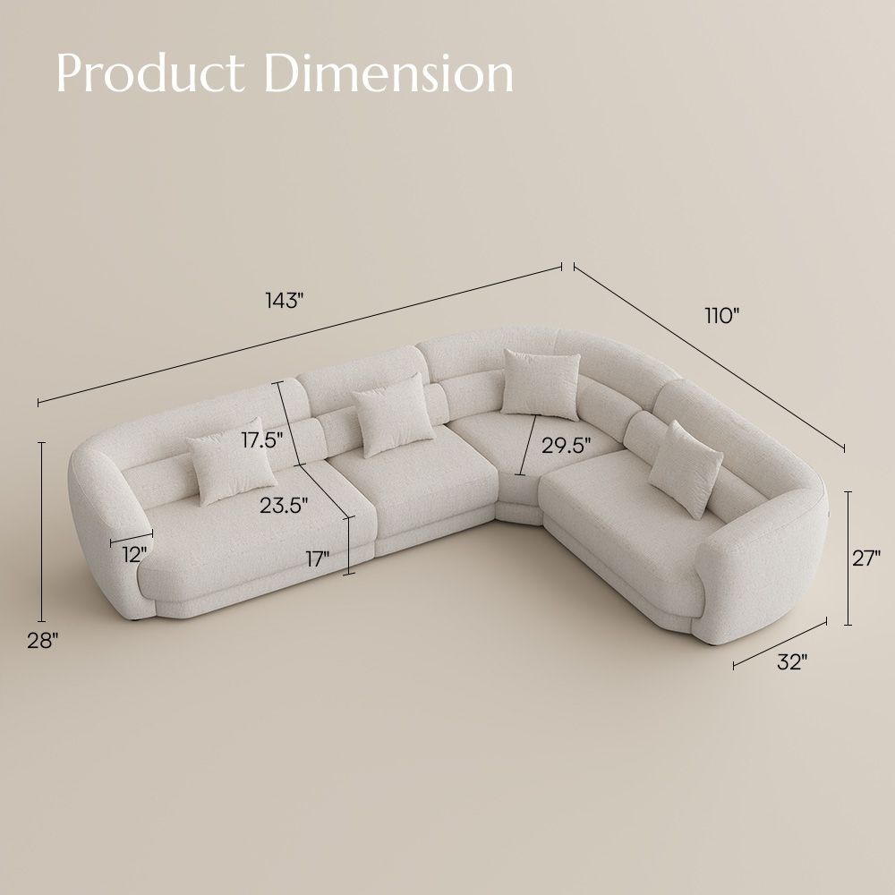 Beige Chenille Modular Sofas