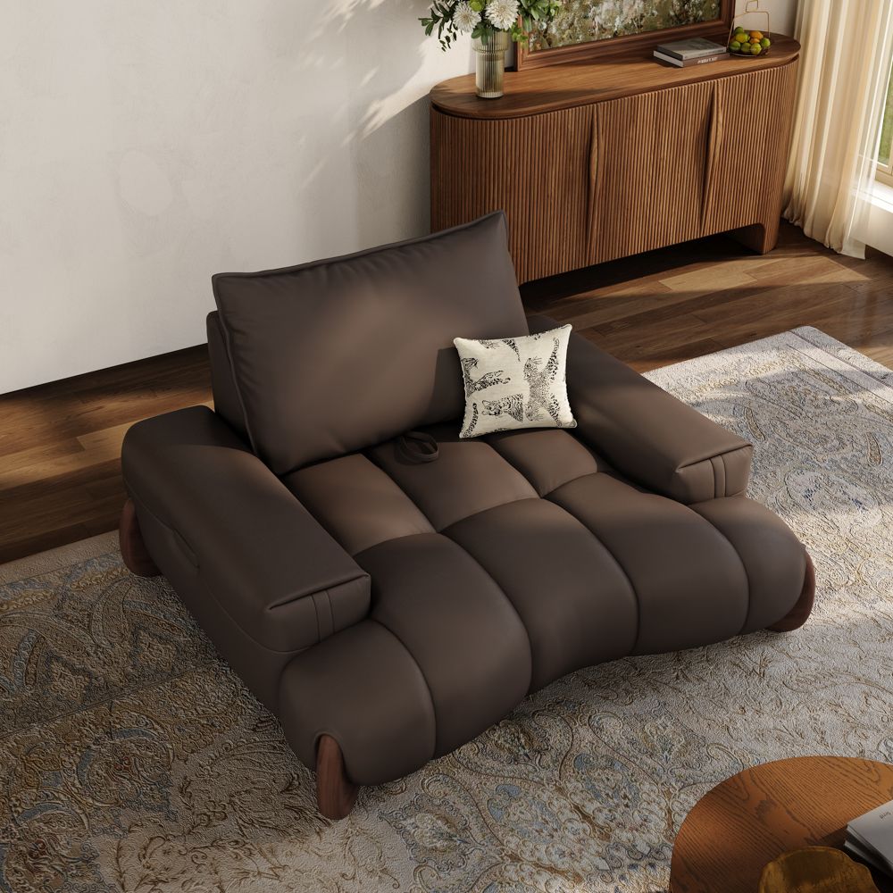 Living Room Dark Brown Leather Modular Sofas