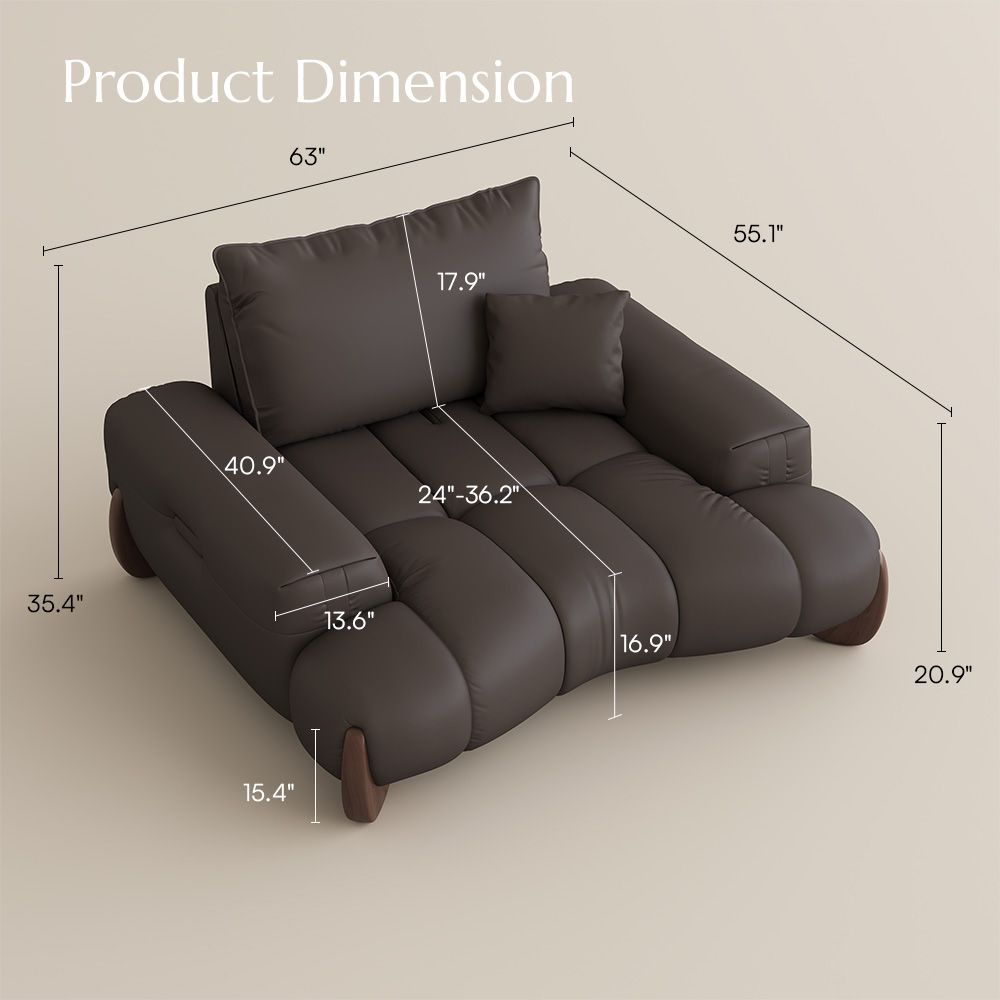 Living Room Dark Brown Leather Modular Sofas