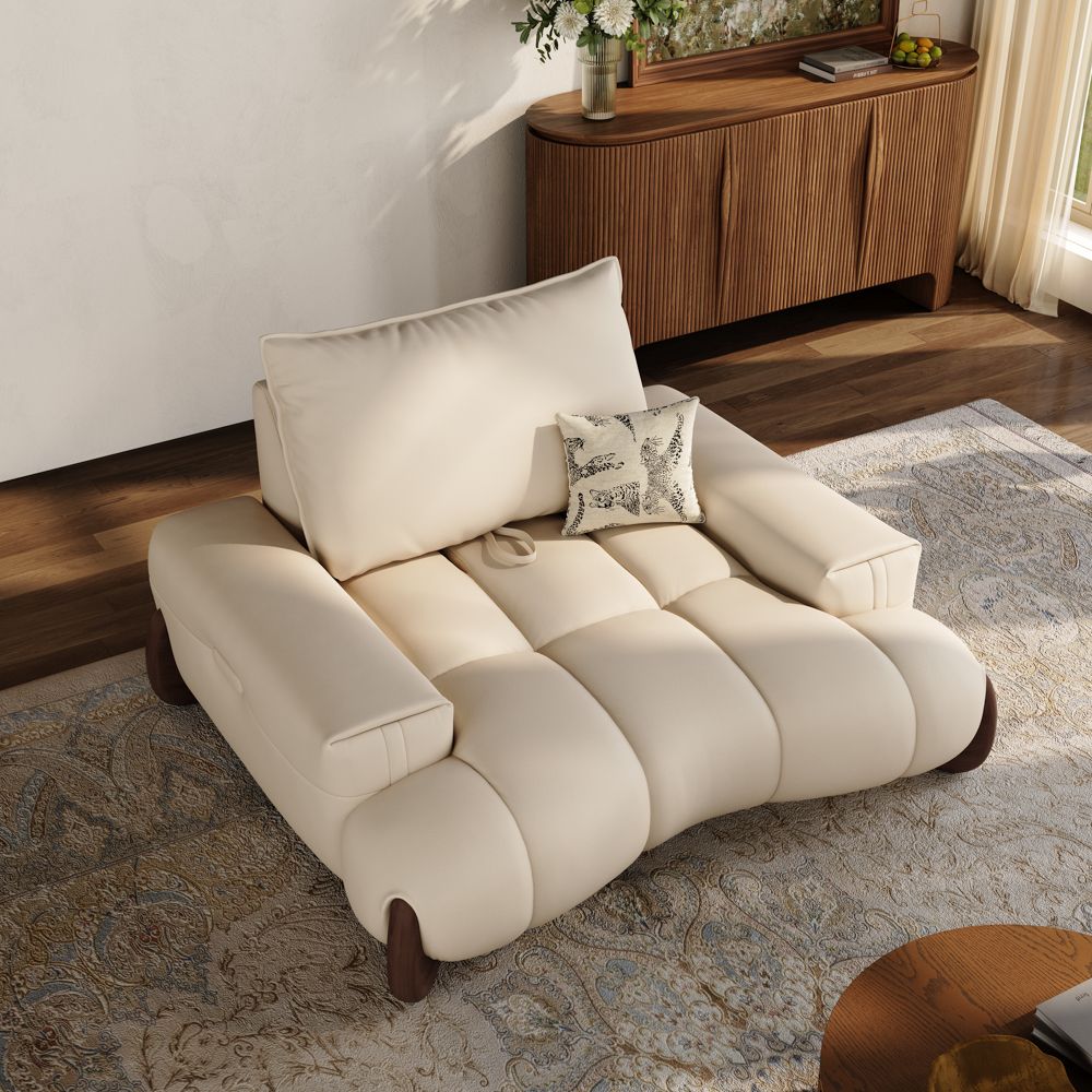 Living Room Beige Leather Modular Sofas