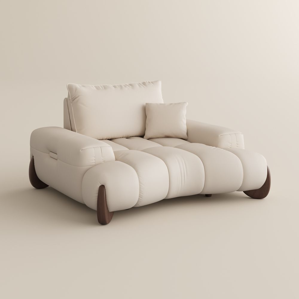 Living Room Beige Leather Modular Sofas