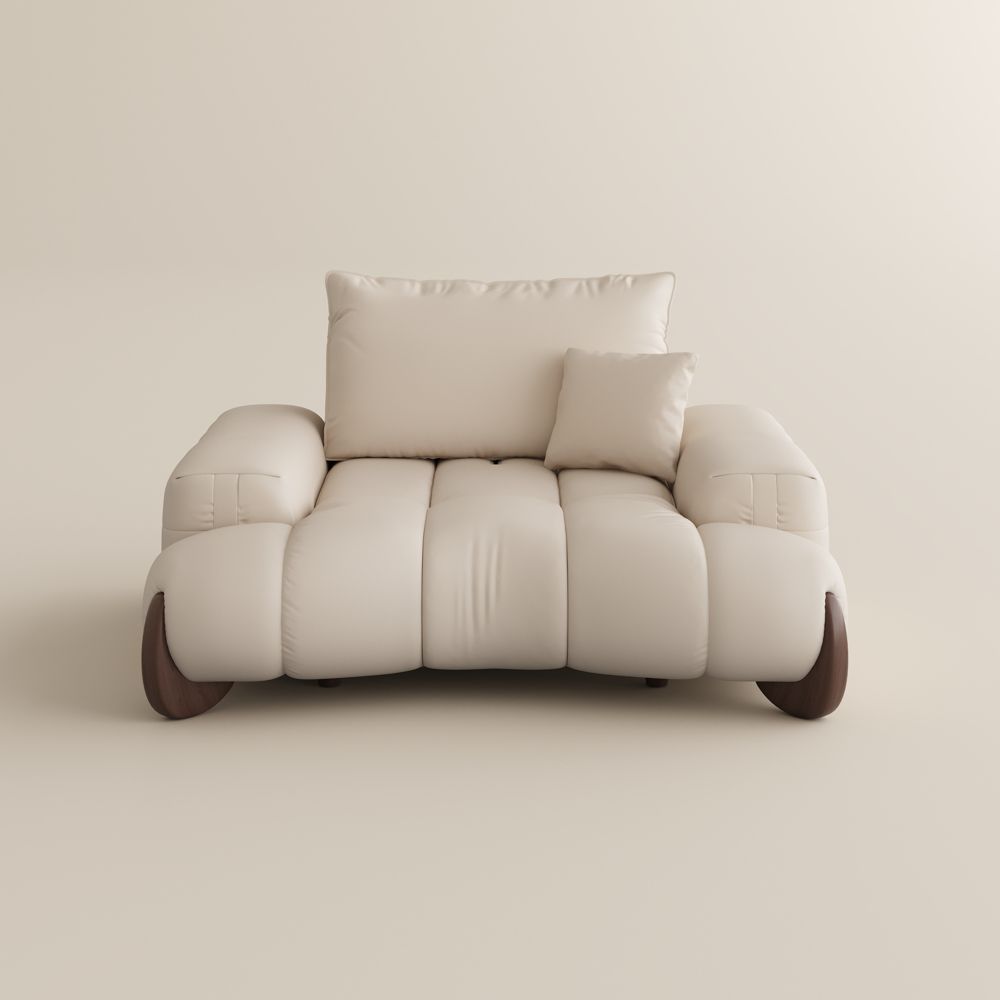 Living Room Beige Leather Modular Sofas