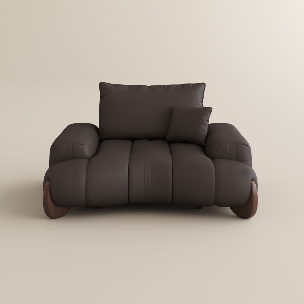 Living Room Dark Brown Leather Modular Sofas