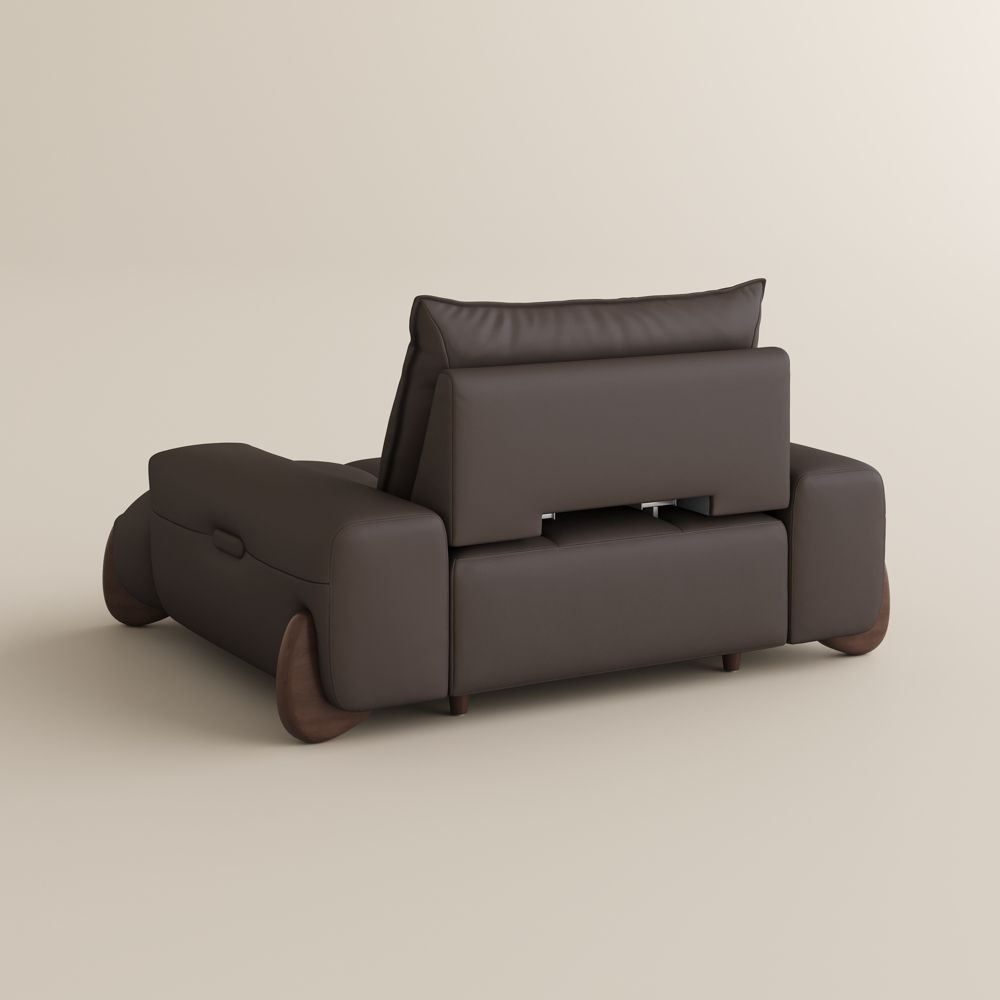 Single Seat Dark Brown Leather Modular Sofas
