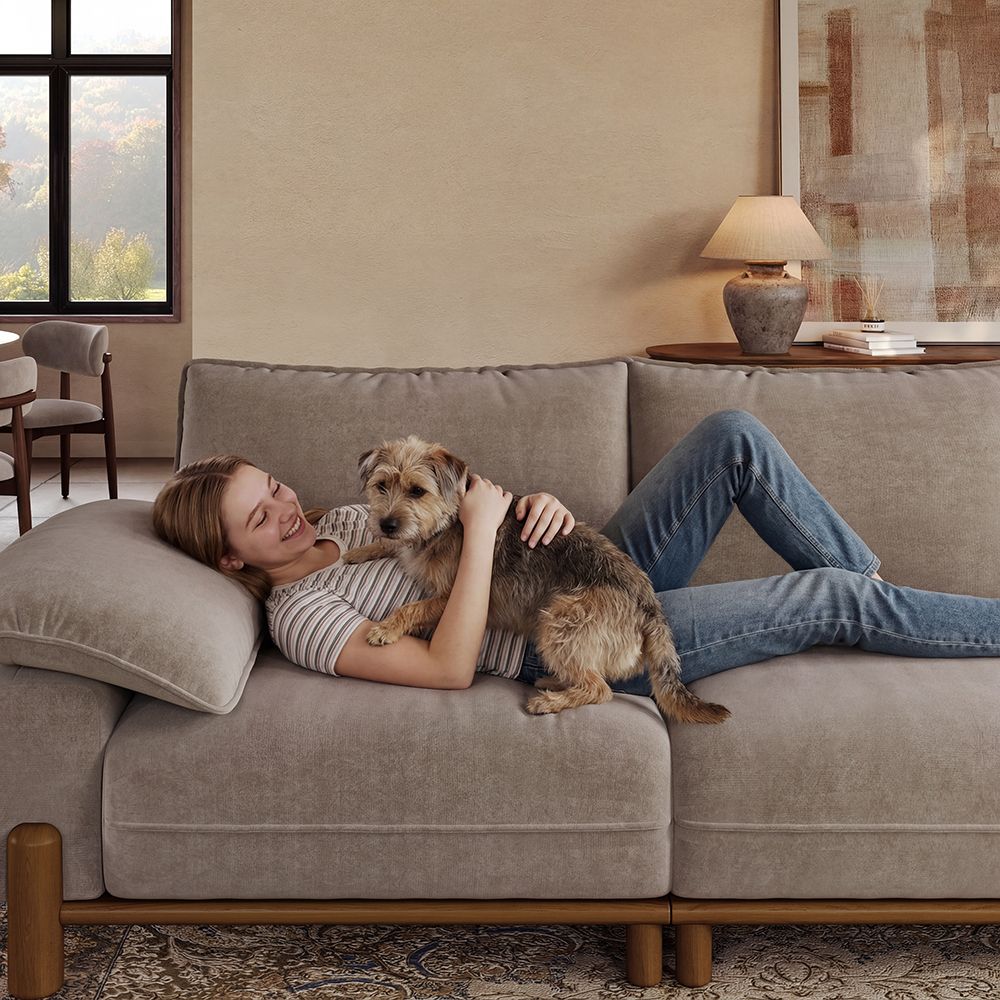 Khaki Pet-Friendly Fabric Sofa Set