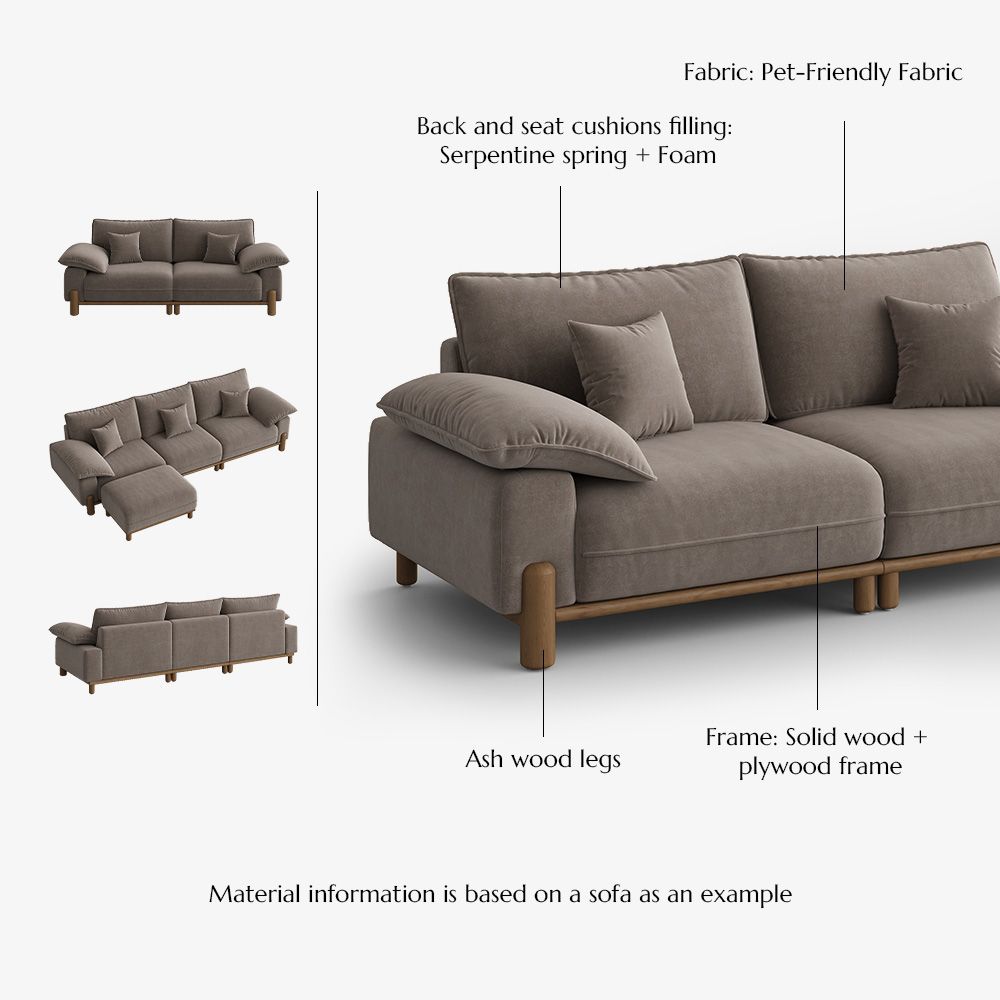 Khaki Pet-Friendly Fabric Sofa Set