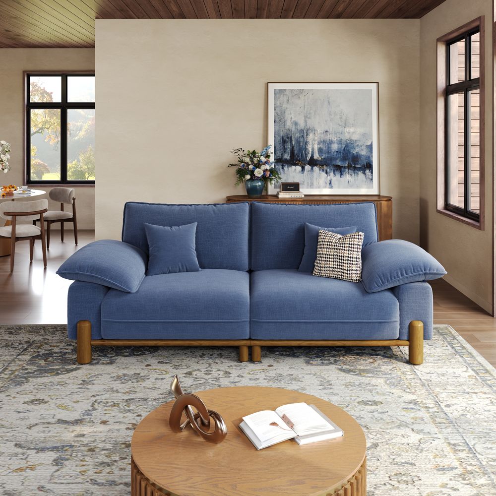 Navy Blue Chenille Modular Sofas