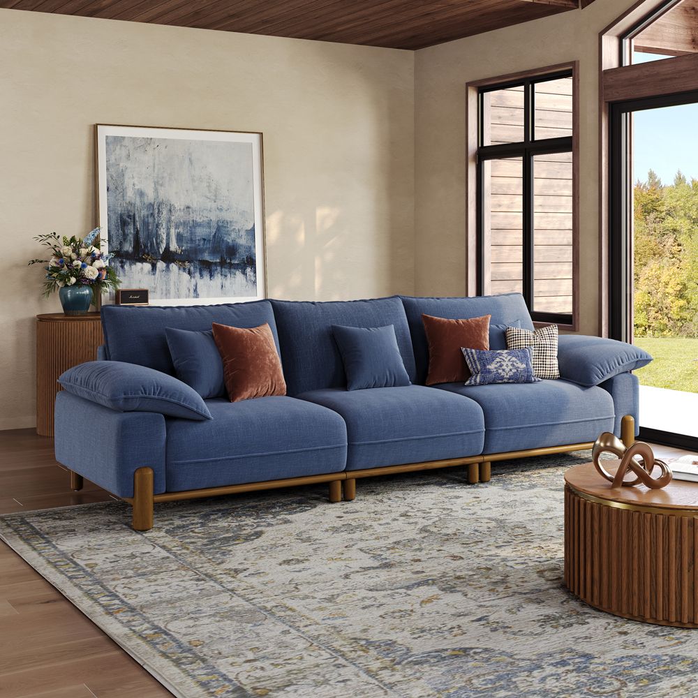 Navy Blue Chenille Modular Sofas
