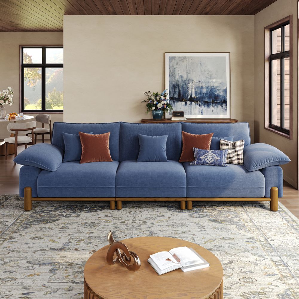 Navy Blue Chenille Modular Sofas