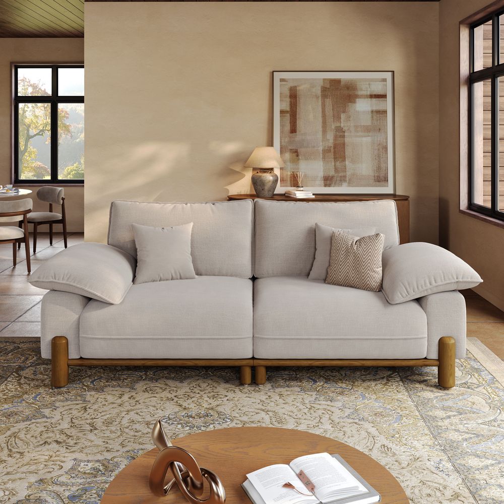 Living Room Light Khaki + Beige Chenille Modular Sofas