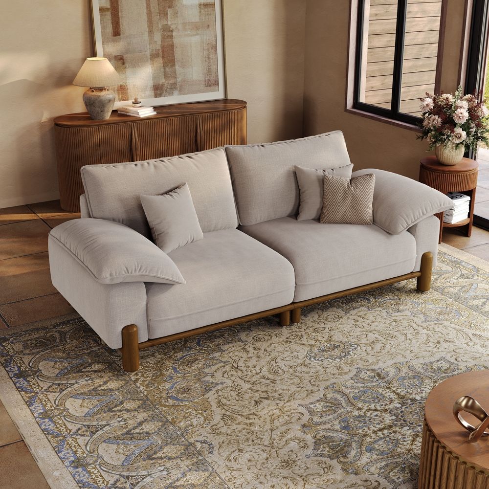 Office Light Khaki + Beige Chenille Modular Sofas