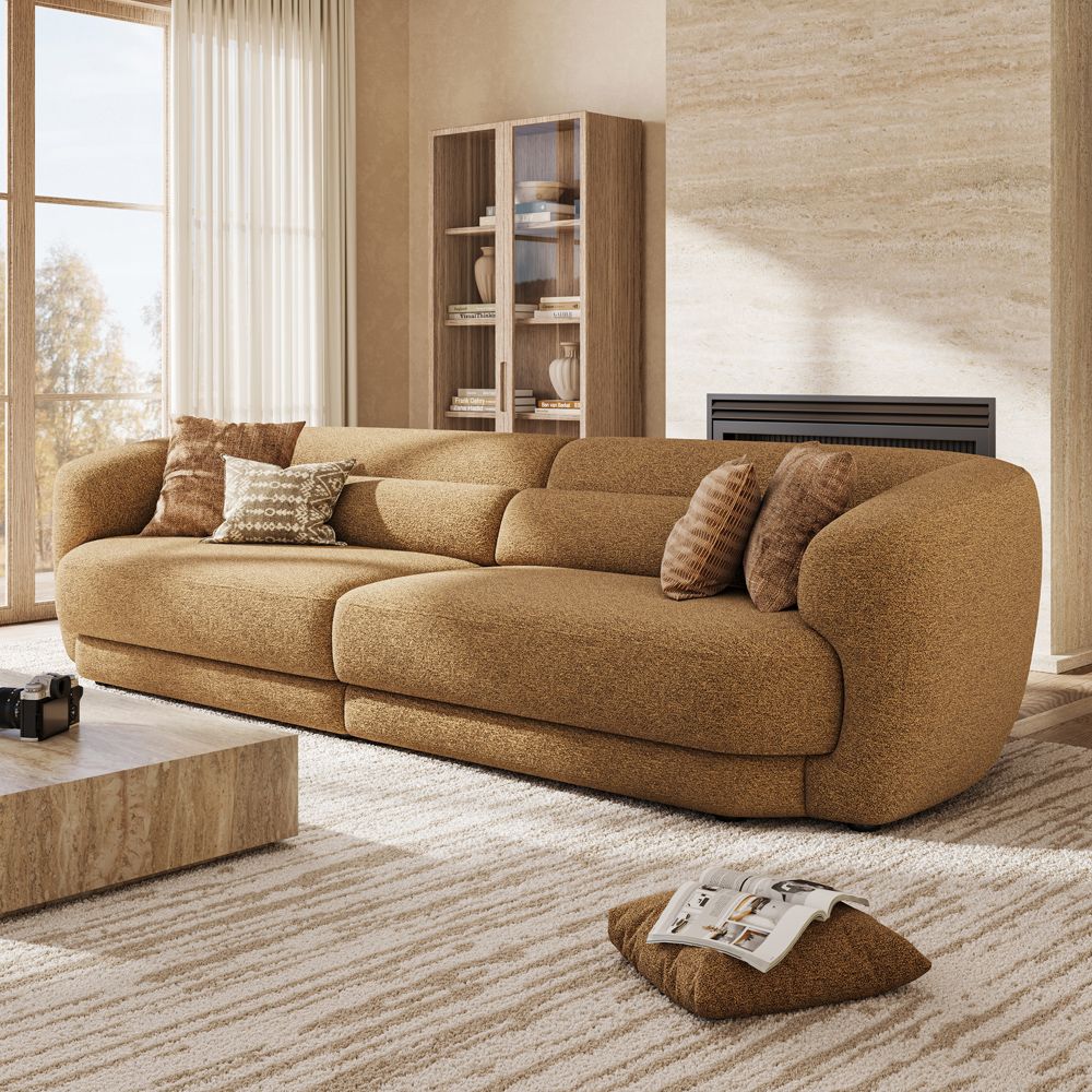 Relaxed Brown Chenille Modular Sofas