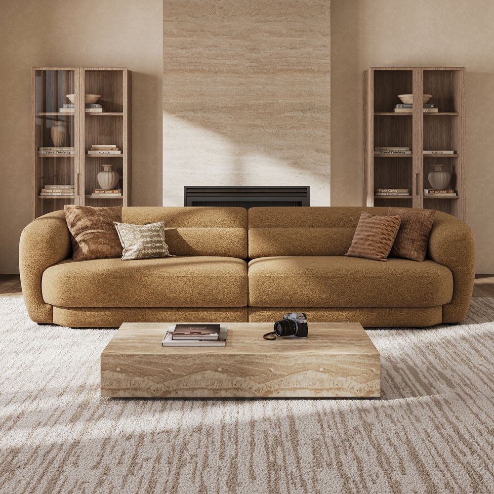 Apartment Brown Chenille Modular Sofas