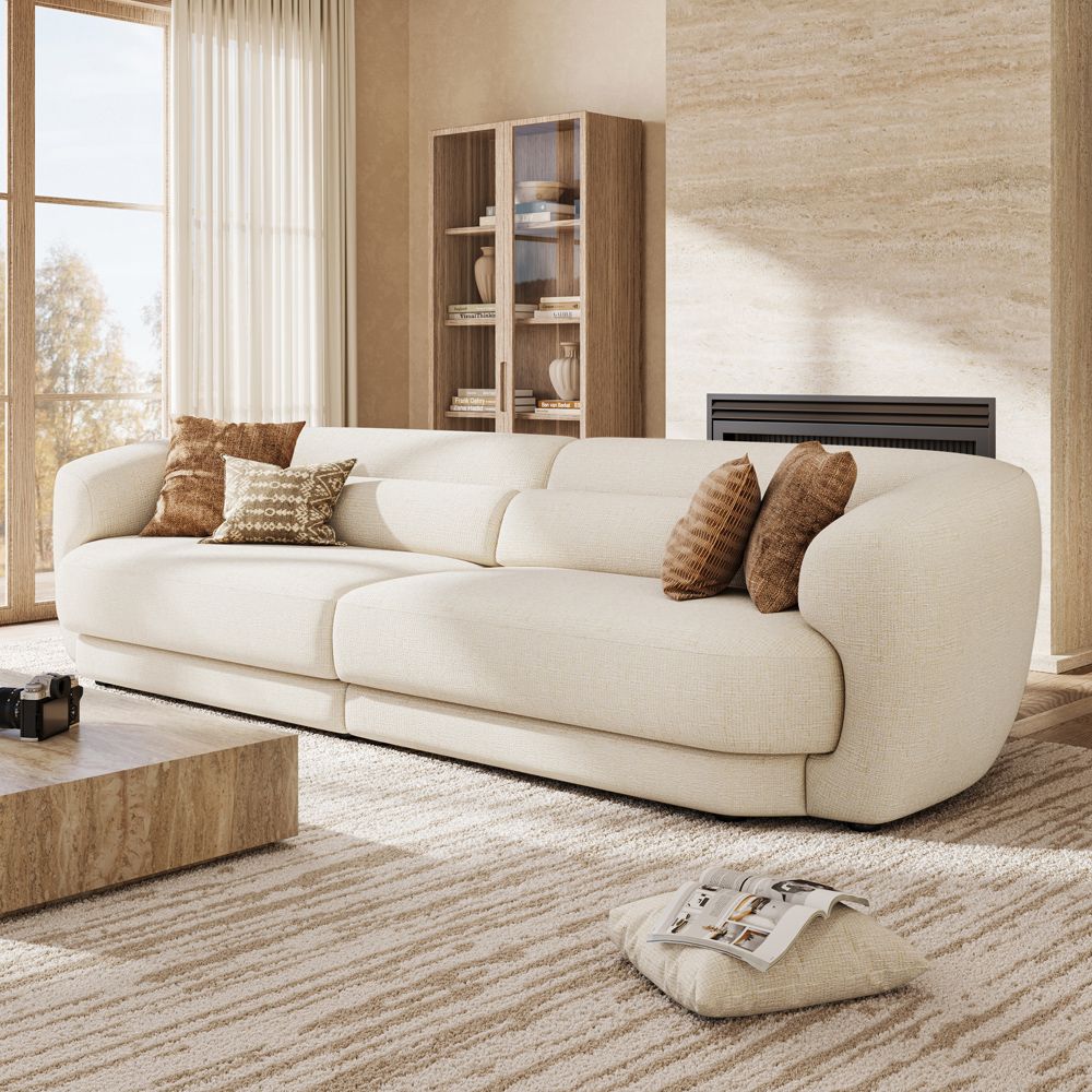 Apartment Beige Chenille Modular Sofas