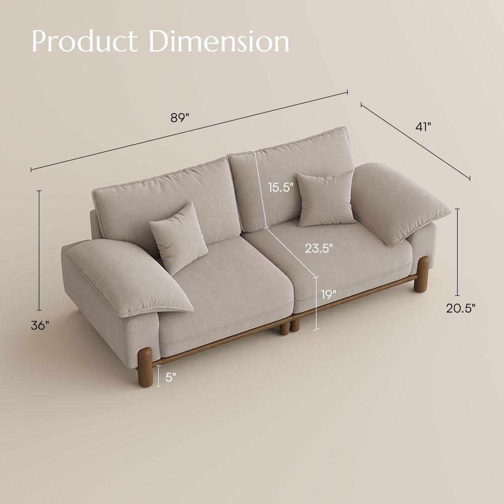 Light Khaki Chenille Sofa Set